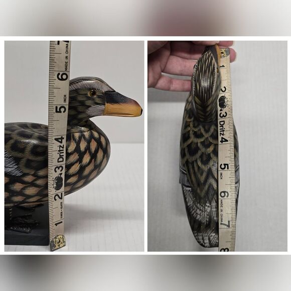 Vintage Duck Hand Carved Wooden Duck Decoy Figurine 8” - Picture 8 of 8